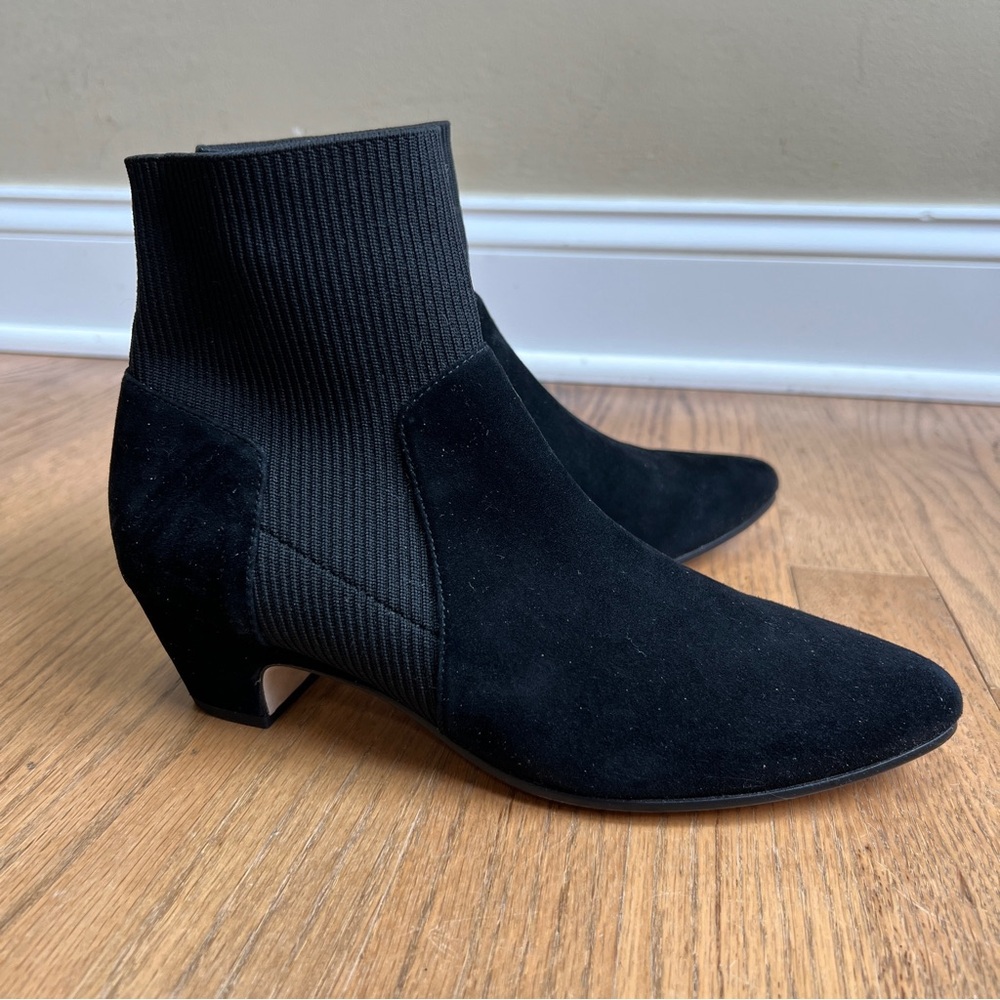 Eileen Fisher Muzy Pointed Knit Suede Ankle Booties Sz 7.5 - Picture 4 of 13